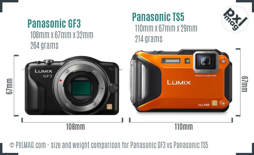 Panasonic GF3 vs Panasonic TS5 size comparison