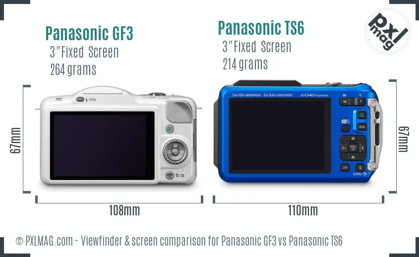 Panasonic GF3 vs Panasonic TS6 Screen and Viewfinder comparison