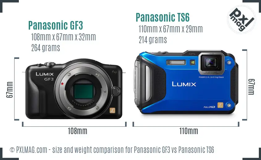 Panasonic GF3 vs Panasonic TS6 size comparison
