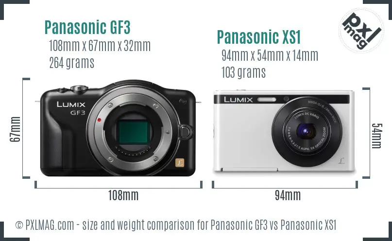 Panasonic GF3 vs Panasonic XS1 size comparison