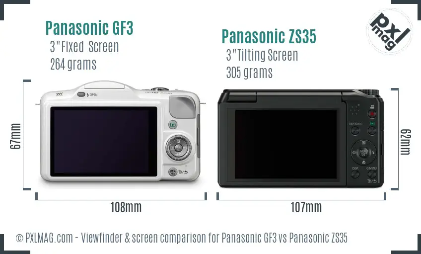 Panasonic GF3 vs Panasonic ZS35 Screen and Viewfinder comparison