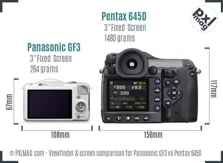 Panasonic GF3 vs Pentax 645D Screen and Viewfinder comparison