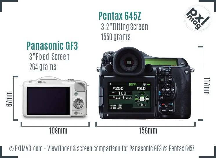 Panasonic GF3 vs Pentax 645Z Screen and Viewfinder comparison
