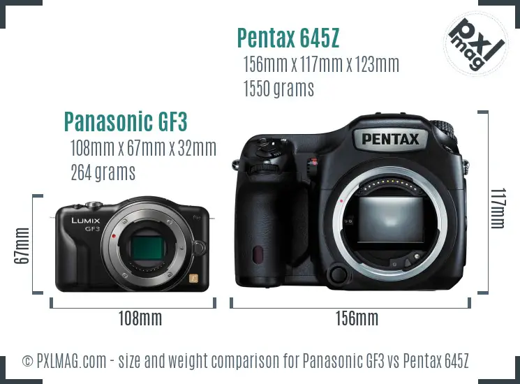Panasonic GF3 vs Pentax 645Z size comparison