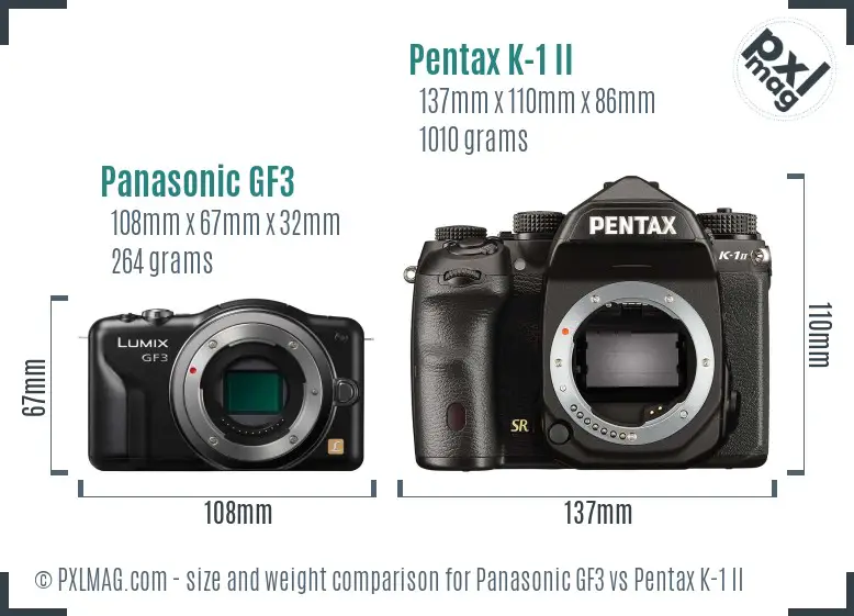 Panasonic GF3 vs Pentax K-1 II size comparison