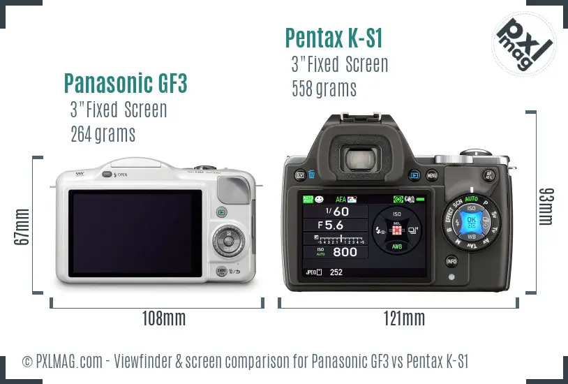 Panasonic GF3 vs Pentax K-S1 Screen and Viewfinder comparison