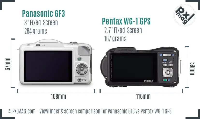 Panasonic GF3 vs Pentax WG-1 GPS Screen and Viewfinder comparison