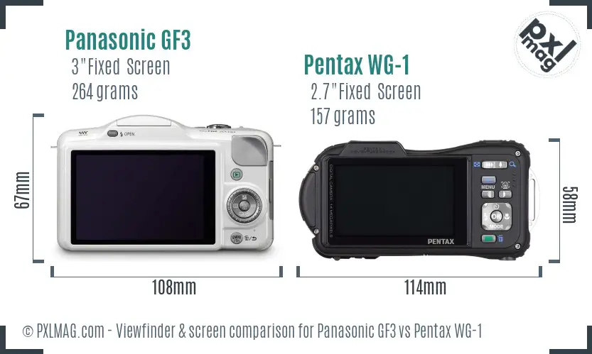 Panasonic GF3 vs Pentax WG-1 Screen and Viewfinder comparison