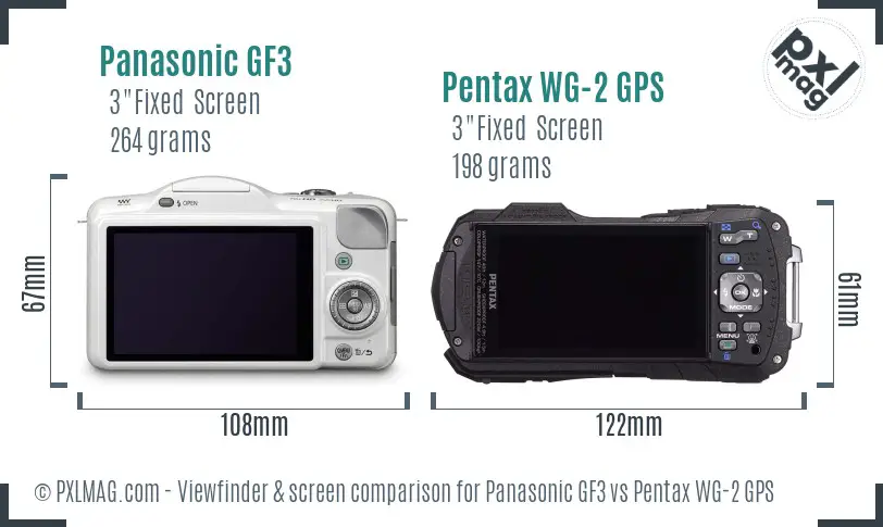 Panasonic GF3 vs Pentax WG-2 GPS Screen and Viewfinder comparison