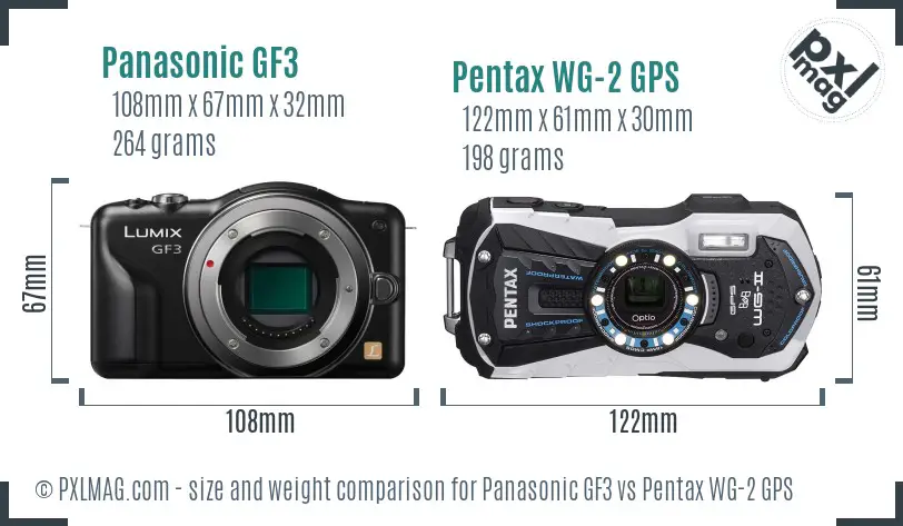 Panasonic GF3 vs Pentax WG-2 GPS size comparison