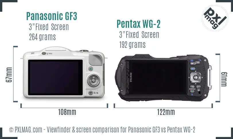 Panasonic GF3 vs Pentax WG-2 Screen and Viewfinder comparison