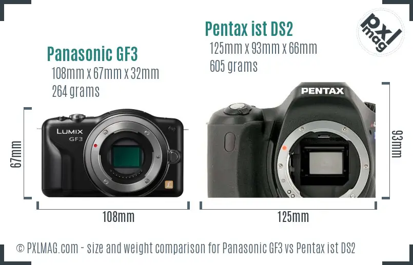 Panasonic GF3 vs Pentax ist DS2 size comparison