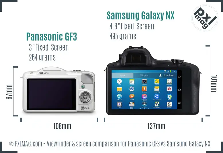 Panasonic GF3 vs Samsung Galaxy NX Screen and Viewfinder comparison