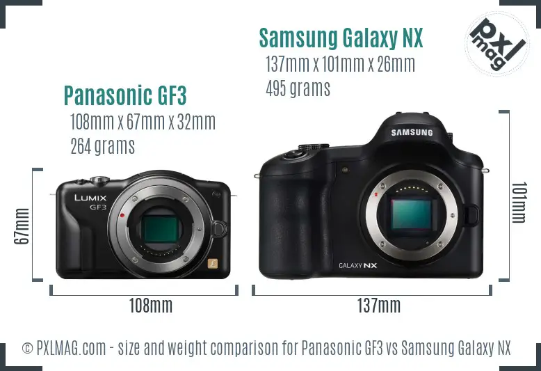 Panasonic GF3 vs Samsung Galaxy NX size comparison