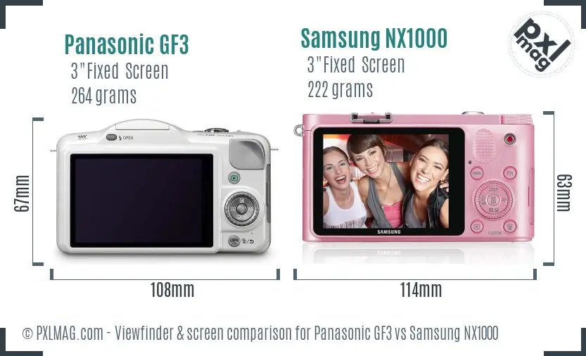 Panasonic GF3 vs Samsung NX1000 Screen and Viewfinder comparison Panasonic GF3 vs Samsung NX1000 Screen and Viewfinder comparison