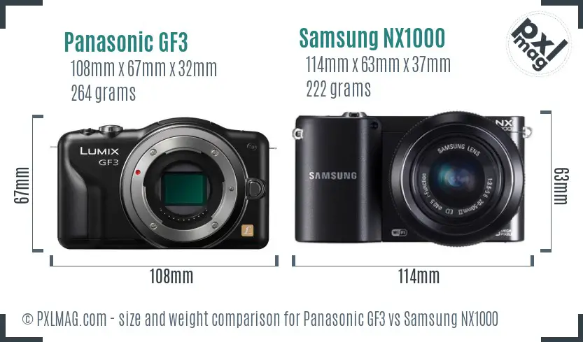 Panasonic GF3 vs Samsung NX1000 size comparison Panasonic GF3 vs Samsung NX1000 size comparison