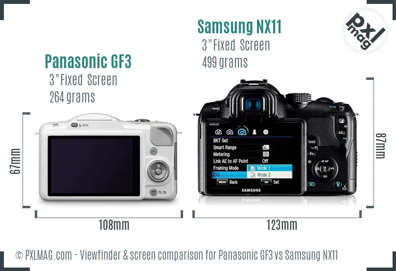 Panasonic GF3 vs Samsung NX11 Screen and Viewfinder comparison Panasonic GF3 vs Samsung NX11 Screen and Viewfinder comparison