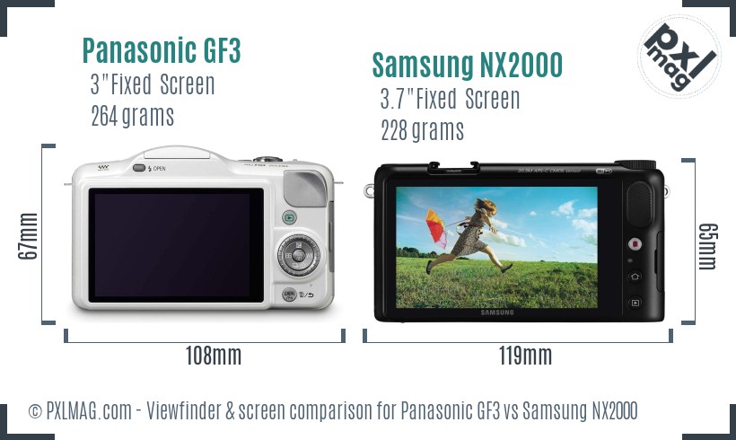 Panasonic GF3 vs Samsung NX2000 Screen and Viewfinder comparison