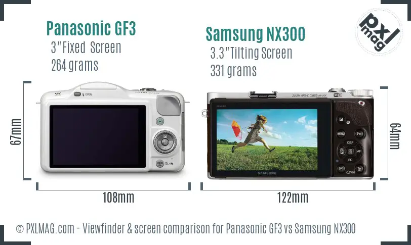 Panasonic GF3 vs Samsung NX300 Screen and Viewfinder comparison Panasonic GF3 vs Samsung NX300 Screen and Viewfinder comparison