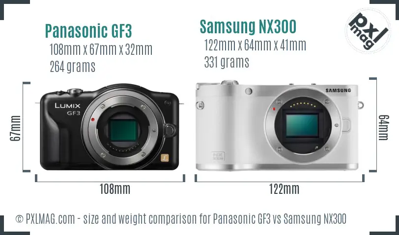 Panasonic GF3 vs Samsung NX300 size comparison Panasonic GF3 vs Samsung NX300 size comparison