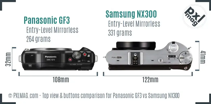 Panasonic GF3 vs Samsung NX300 top view buttons comparison Panasonic GF3 vs Samsung NX300 top view buttons comparison