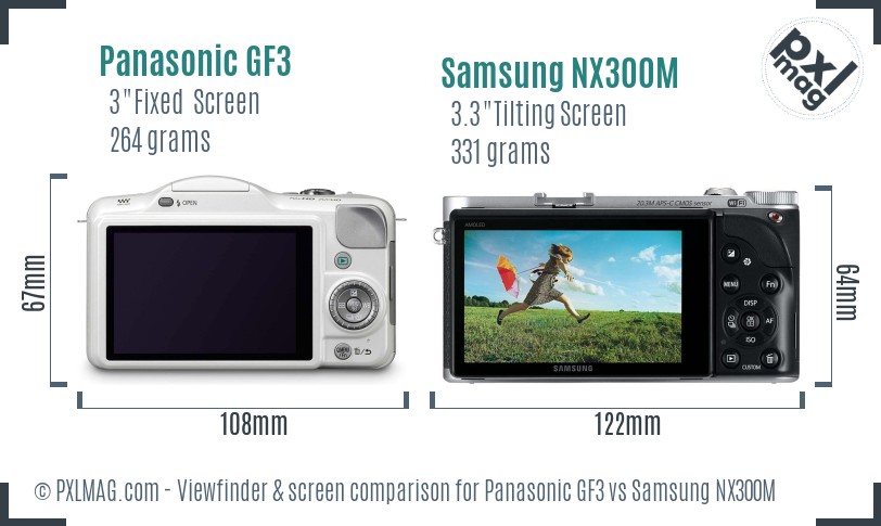 Panasonic GF3 vs Samsung NX300M Screen and Viewfinder comparison