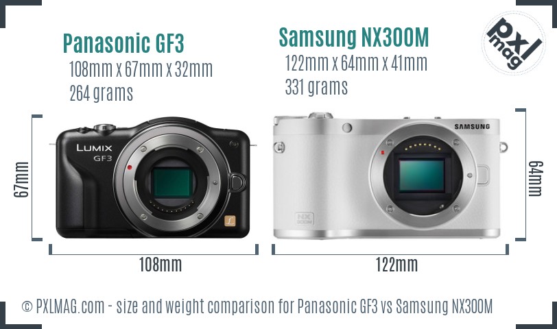 Panasonic GF3 vs Samsung NX300M size comparison Panasonic GF3 vs Samsung NX300M size comparison