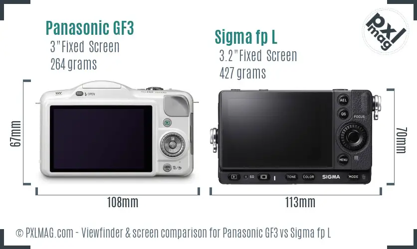 Panasonic GF3 vs Sigma fp L Screen and Viewfinder comparison