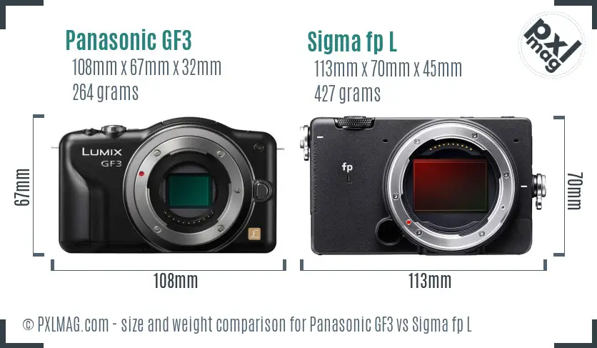 Panasonic GF3 vs Sigma fp L size comparison