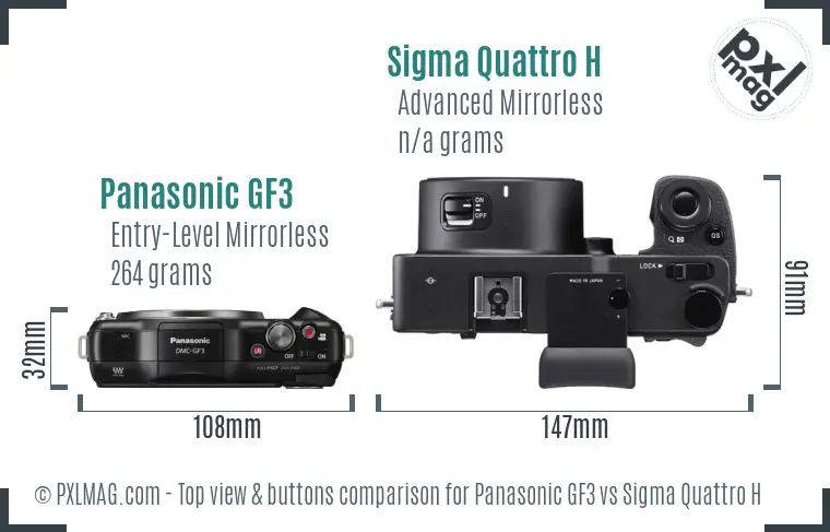 Panasonic GF3 vs Sigma Quattro H top view buttons comparison
