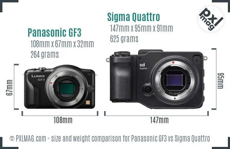 Panasonic GF3 vs Sigma Quattro size comparison