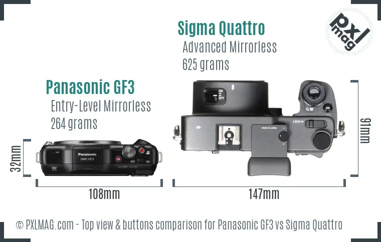 Panasonic GF3 vs Sigma Quattro top view buttons comparison