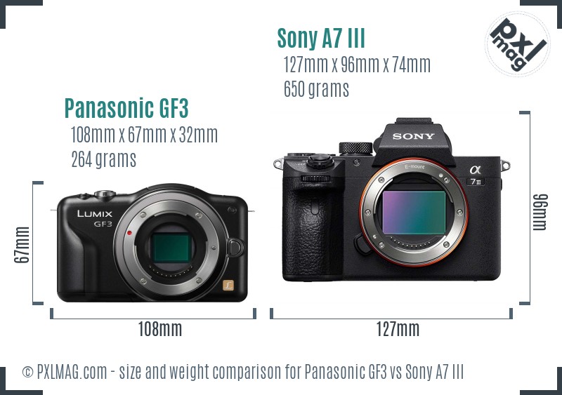 Panasonic GF3 vs Sony A7 III size comparison Panasonic GF3 vs Sony A7 III size comparison