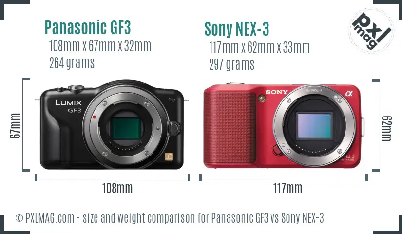 Panasonic GF3 vs Sony NEX-3 size comparison