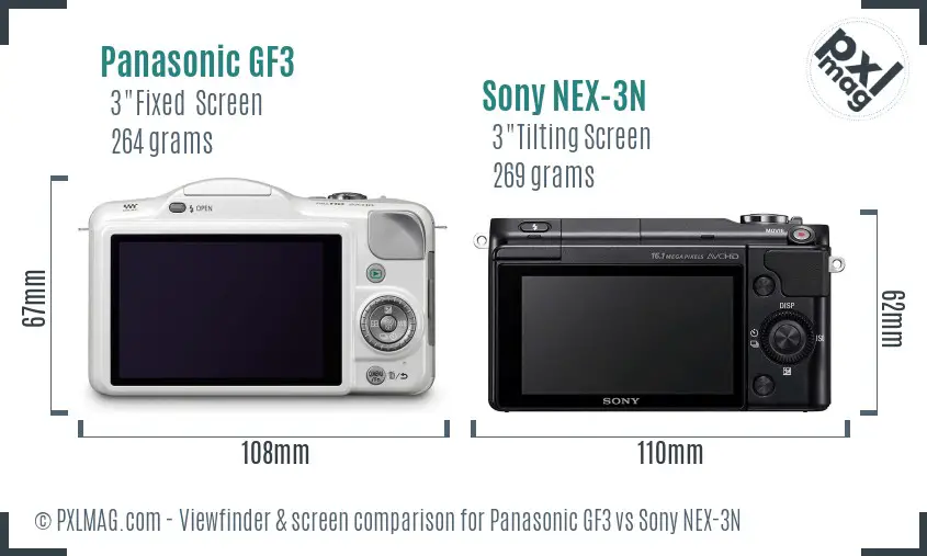 Panasonic GF3 vs Sony NEX-3N Screen and Viewfinder comparison