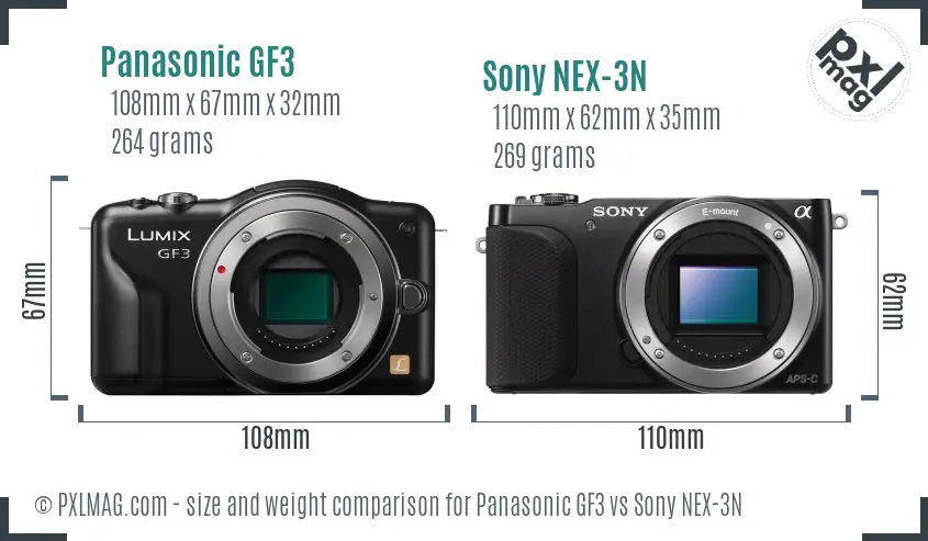 Panasonic GF3 vs Sony NEX-3N size comparison