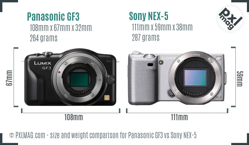 Panasonic GF3 vs Sony NEX-5 size comparison