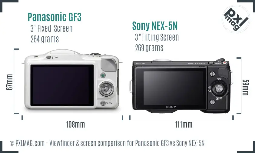 Panasonic GF3 vs Sony NEX-5N Screen and Viewfinder comparison