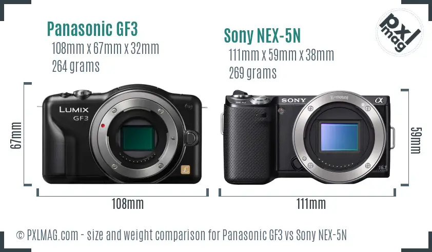 Panasonic GF3 vs Sony NEX-5N size comparison