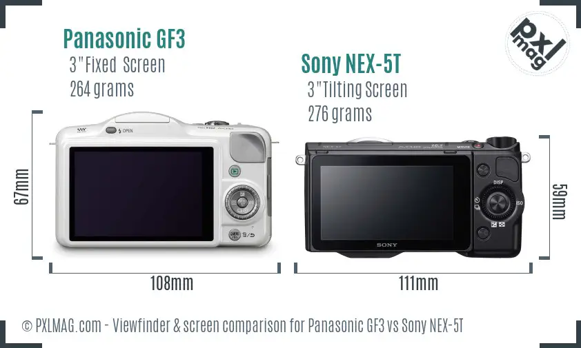 Panasonic GF3 vs Sony NEX-5T Screen and Viewfinder comparison