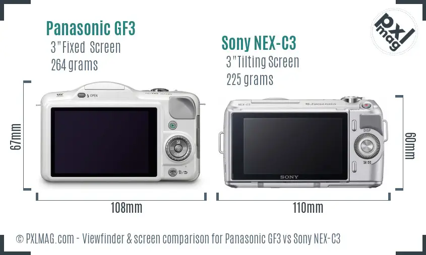 Panasonic GF3 vs Sony NEX-C3 Screen and Viewfinder comparison