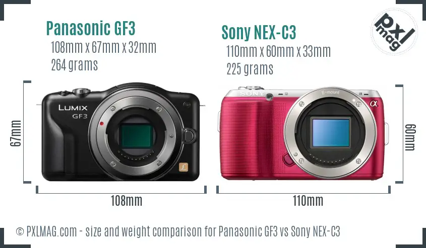 Panasonic GF3 vs Sony NEX-C3 size comparison