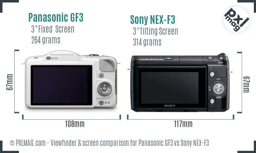 Panasonic GF3 vs Sony NEX-F3 Screen and Viewfinder comparison