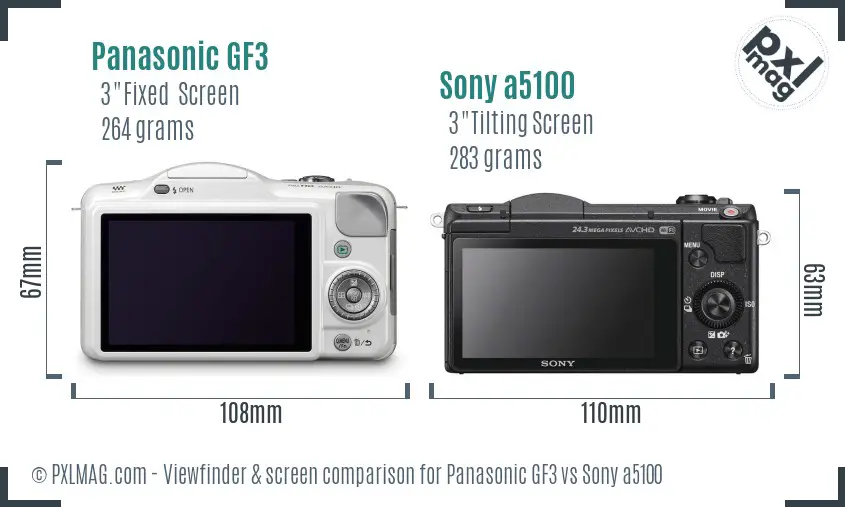 Panasonic GF3 vs Sony a5100 Screen and Viewfinder comparison Panasonic GF3 vs Sony a5100 Screen and Viewfinder comparison