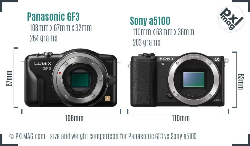 Panasonic GF3 vs Sony a5100 size comparison Panasonic GF3 vs Sony a5100 size comparison