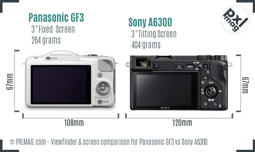 Panasonic GF3 vs Sony A6300 Screen and Viewfinder comparison