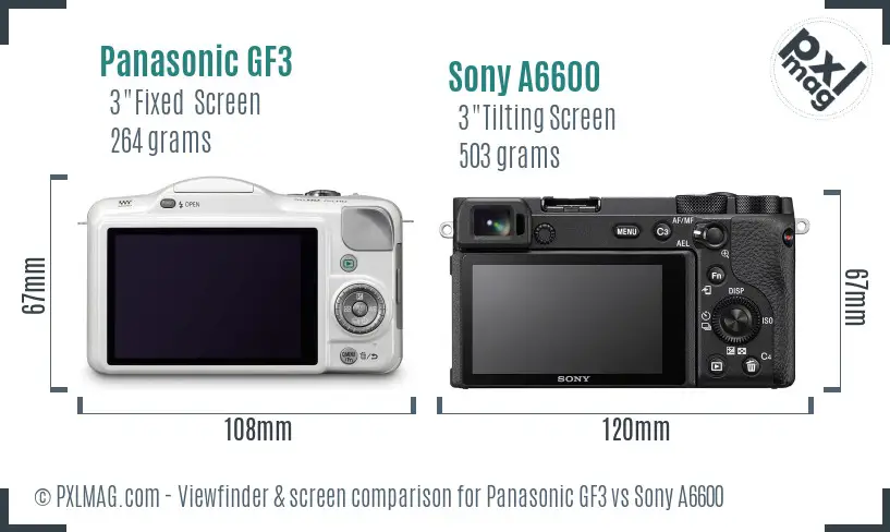 Panasonic GF3 vs Sony A6600 Screen and Viewfinder comparison