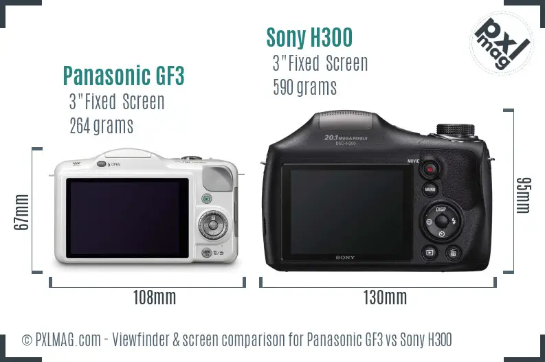 Panasonic GF3 vs Sony H300 Screen and Viewfinder comparison