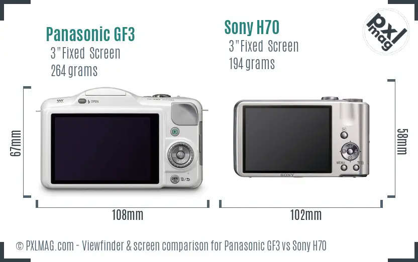Panasonic GF3 vs Sony H70 Screen and Viewfinder comparison Panasonic GF3 vs Sony H70 Screen and Viewfinder comparison