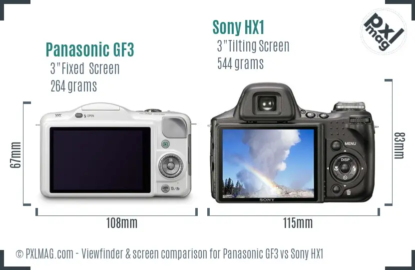 Panasonic GF3 vs Sony HX1 Screen and Viewfinder comparison